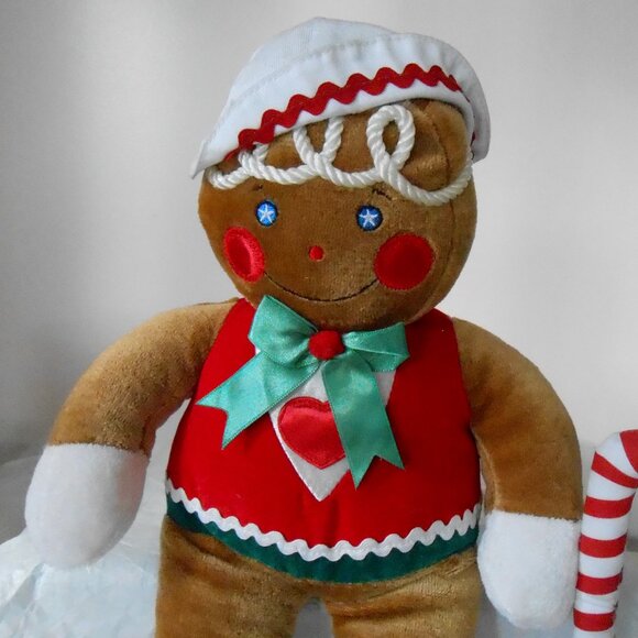 Christmas Gingerbread Man Red Vest Candy Cane 1990 Target Brand Vintage 13" Tall - Picture 3 of 3